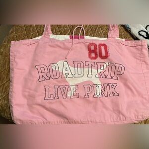 Vintage pink reversible tote bag